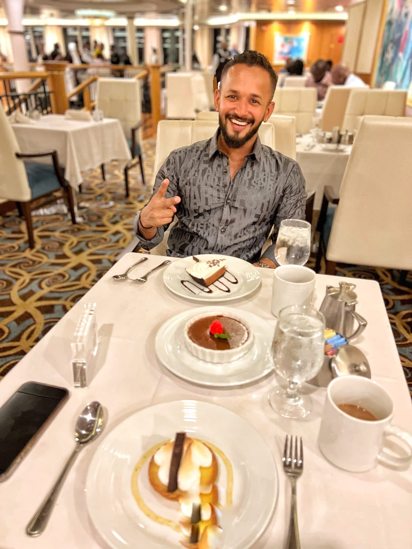 Cruise ship dining room, Dominica port stop