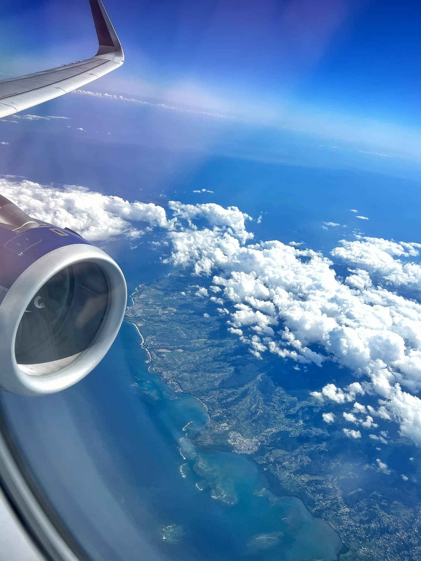 Aerial view, Caribbean coast of Dominica