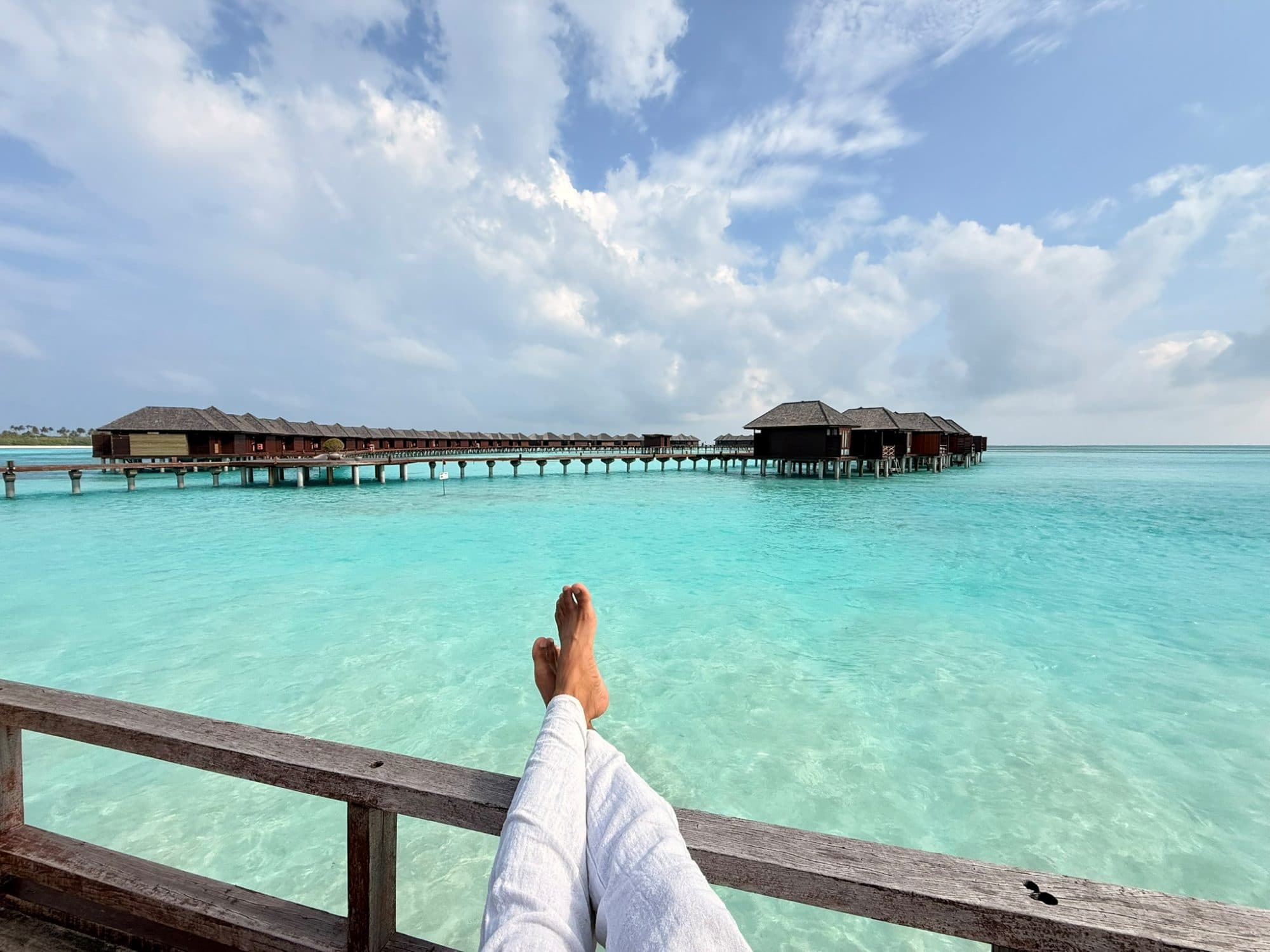 Overwater bungalow deck, Maldives