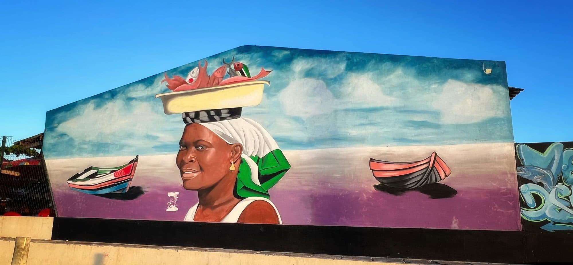 Street mural near fish market, Maputo