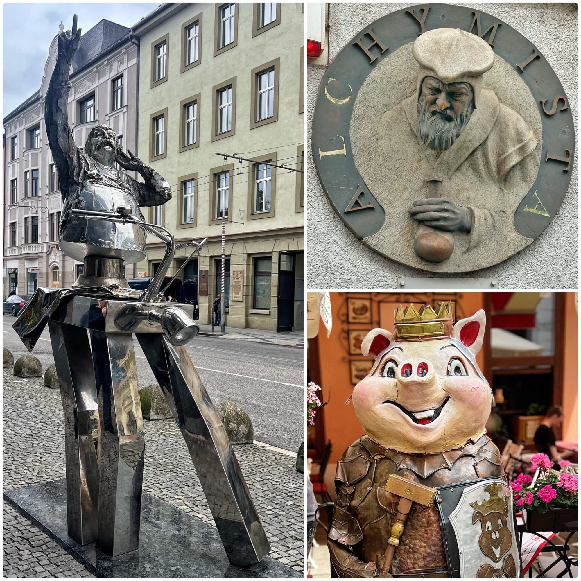 Bratislava Old Town — Schöne Náci statue and Alchymista street