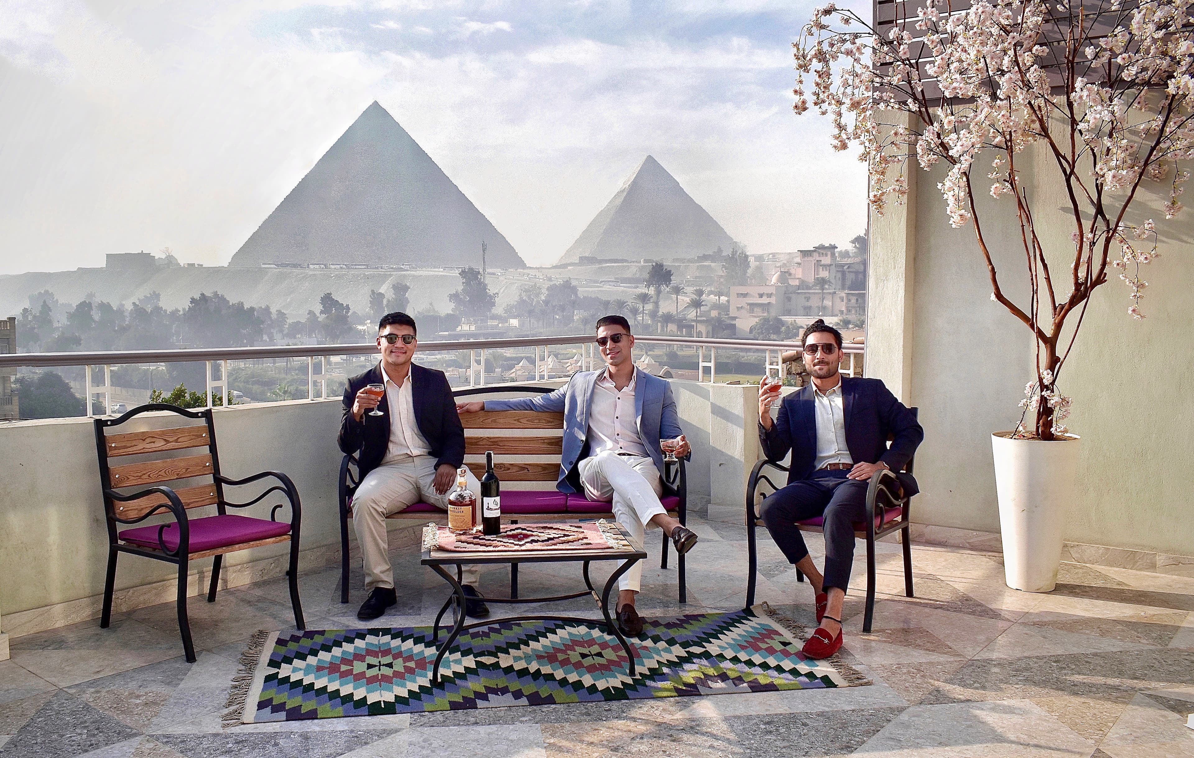 Three pyramids, one terrace